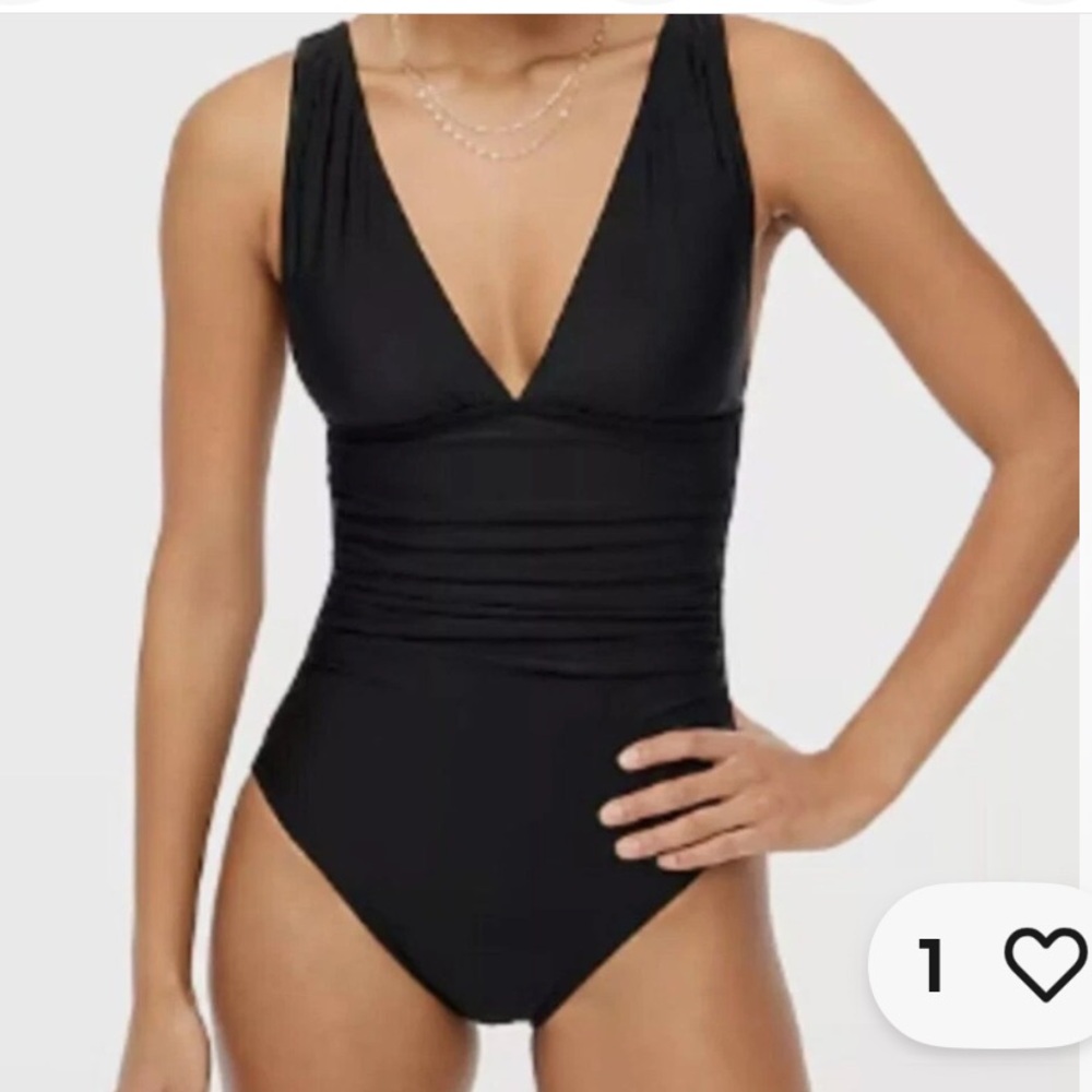 J. Crew Navy Blue Swimsuit with Plunging V-Neckline Size 12